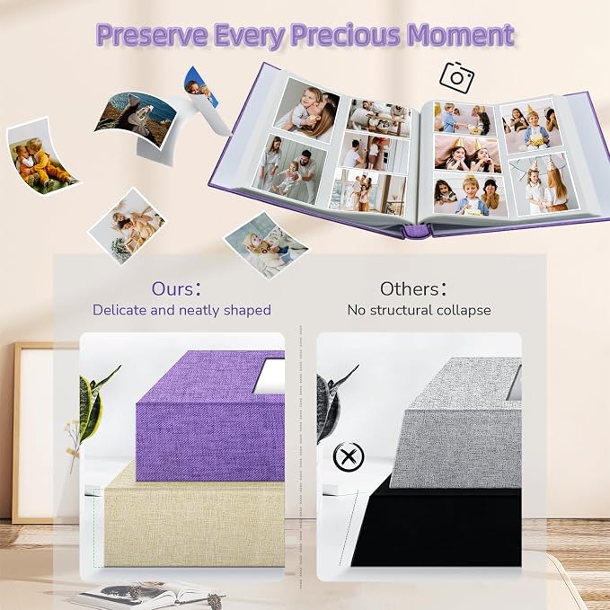 Popotop Photo Album 4x6-600 Photos Photo Books with 600 Horizontal and Vertical Pockets,Linen Cover Albums for Family Wedding Anniversary Baby Vacation Pictures - Image 5