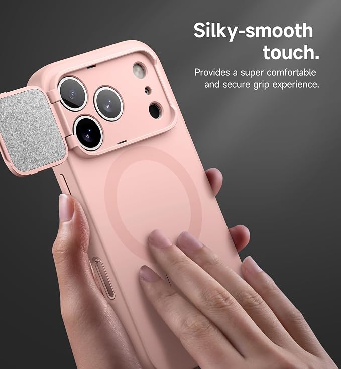 SURITCH for iPhone 17 Pro Case with Camera Control Cover, Camera Cover and Adjustable Kickstand, Compatible with MagSafe, Shockproof Bumper Protective Cases 6.3 Inch, Pink - Image 8