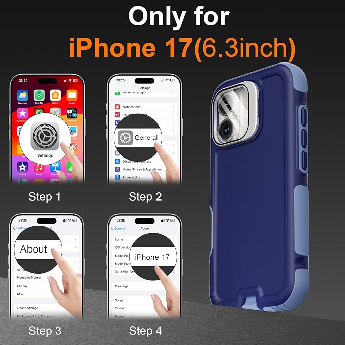 Follaroma Magnetic for iPhone 17 Case with Camera Cover Stand, Blue-Purple | Built-in Glass Camera Cover Stand,Compatible with MagSafe,Heavy Duty Shockproof Protective,Military-Grade Anti-DropDual Case - Image 3