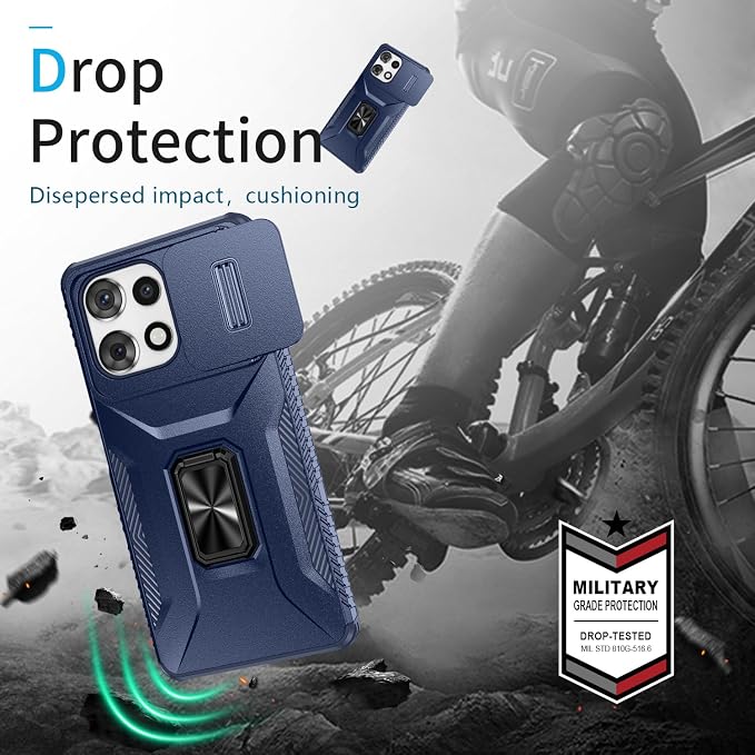 for Moto G Play 5G 2025 Case with Sliding Camera Lens Cover,HD Screen Protector,360° Rotating Ring Kickstand,AYMECL Military-Grade Shockproof Protective Cover for Motorola G Power 2025,Blue - Image 6