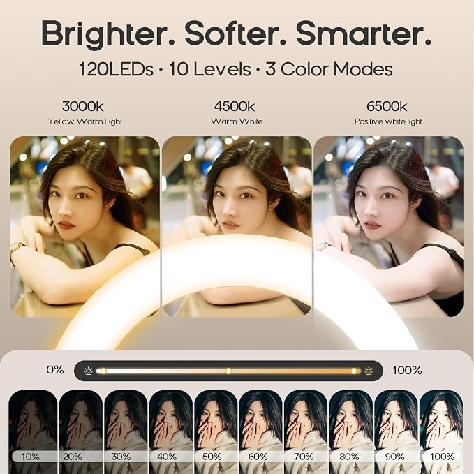 10" Magnetic Ring Light Overhead Camera Phone Mount, XINBAOHONG LED Selfie Light with Stand and Phone Holder, Rechargeable Desk Light for Video Recording - Image 4