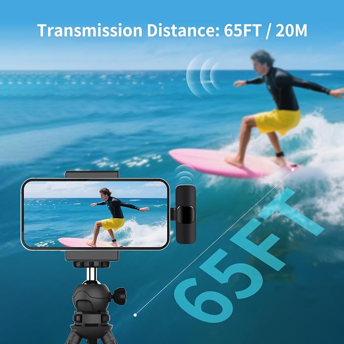 Wireless Microphone for iPhone iPad and Android Phone, 2 Pack Wireless Lavalier Lapel Mic with Noise Reduction, Plug and Play Mini Microphone for Video Recording Interview Podcast YouTube TikTok Vlog - Image 7