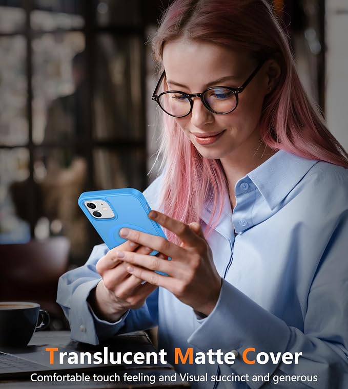 FNTCASE for iPhone 12/iPhone 12 Pro Case Ice Blue: Fit for MagSafe | Translucent Magnetic Camera Protection Slim Cases, 14FT Military Grade Drop Tested, Matte Shockproof Cover - Image 7