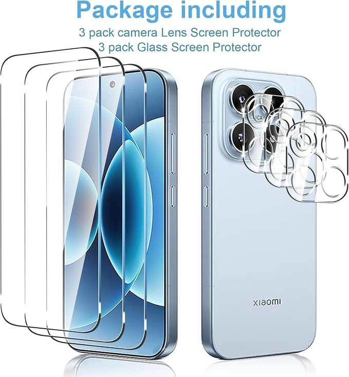 Anoowkoa 3 Pack for Xiaomi 17 Screen Protector + [3 Pack] Xiaomi 17 Camera Lens Tempered Glass Protector.9H Hardness.Support Fingerprint Unlock, Bubble-Free.Easy Installation - Image 4