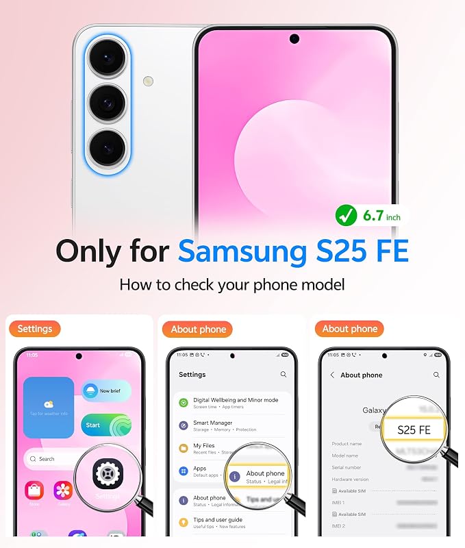 FNTCASE for Samsung Galaxy S25 FE Case, Fit for Magsafe, Screen Protector | Translucent Matte Magnetic Back, 14FT Military Grade Drop Protection, Slim Shockproof Protective Phone Cover, Hot Pnik - Image 2