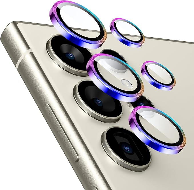 ESR for Samsung Galaxy S24 Ultra Camera Lens Protector, 1 Pack, Chromatic | Individual Camera Cover, 9H Tempered Glass, Original Camera Clarity, Scratch-Resistant, Case Friendly by Unknown