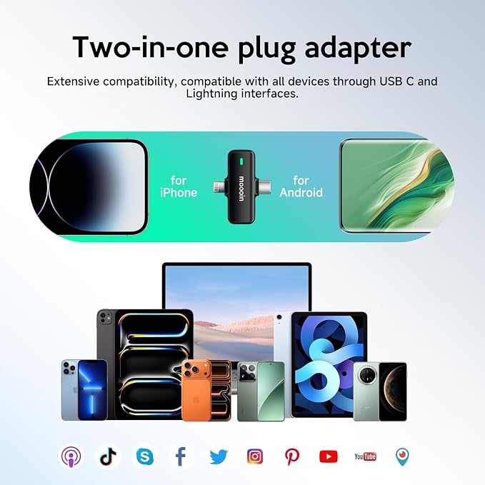 Wireless Lavalier Microphone with AI Noise Reduction & Voice Changer-Plug-and-Play, Mini Portable, Wireless Transmission for iPhone/Android Vlogging, Interviews & Live Streaming - Image 5