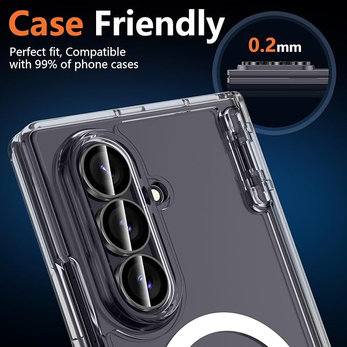 for Samsung Galaxy Z Fold 8 Ultra Camera Lens Protector, Individual Metal Ring Tempered Glass Lens Cover, [Strong Adsorption] Scratch Resistant Ultra-Thin HD Clear Lens Cover, 1 Set-Black Ring - Image 6