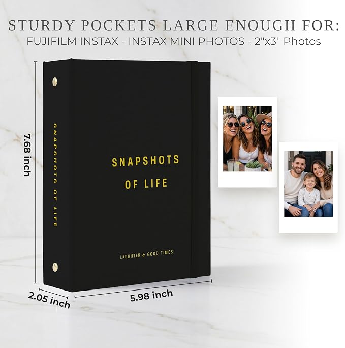 Beautiful Polaroid Photo Album for 2x3" Photos - Holds 240 Pictures | Safely Stores 240 Pictures of Unique Memories - The Perfect Instax Mini Compatible Book for Trading Collection Cards - Image 4