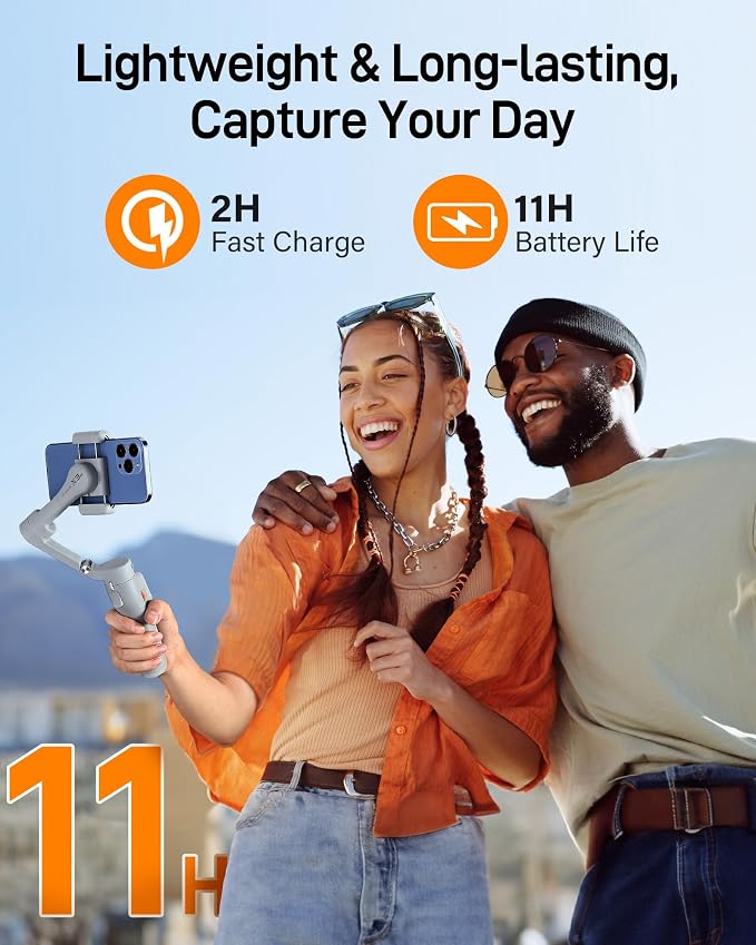 hohem iSteady X3 SE Foldable Phone Gimbal with Detachable Remote, Gray | Detachable Remote, iSteady 8.0, Foldable 0.79lb Design, Hohem Joy App, 11H Battery, 0.66lb Payload for Vlogs - Image 7