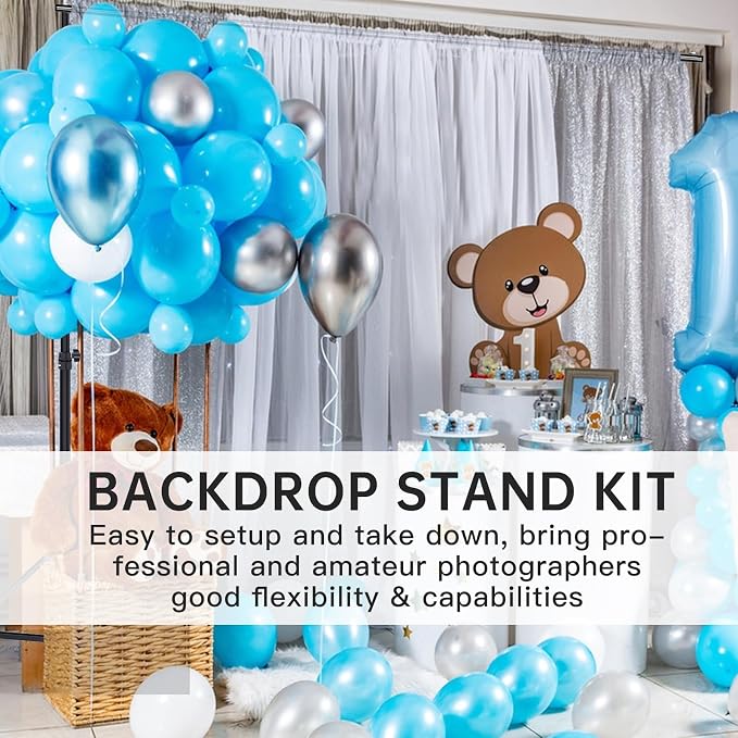 Backdrop Stand, 7.5x10 FT Adjustable Photography Background Stand Kit for Parties Photo Video Wedding - Image 7
