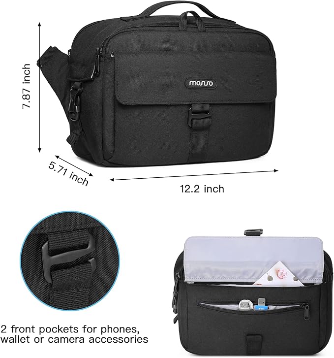 MOSISO Camera Shoulder Bag Camera Case Crossbody Sling Purse, Black | DSLR/SLR/Mirrorless Compact Padded Photography Handbag with Rain Cover Compatible with Canon/Nikon/Sony Cameras and Lenses - Image 3