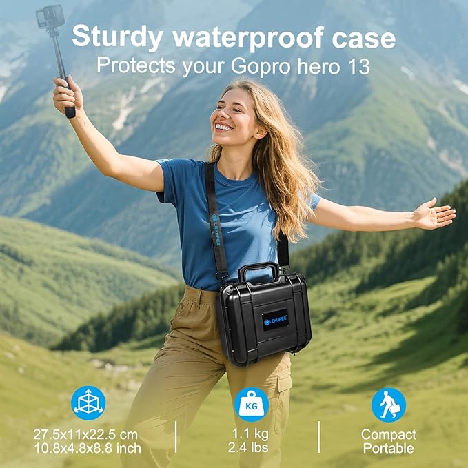 Lekufee Waterproof Hard Case Compatible with Gopro Hero 13/12/11/10/9/8,Mission 1 Pro,LIT Hero,Hero 4K,Media Mod/Gopro Volta/Creator Edition/Action Camera and Accessories(Case Only) - Image 4