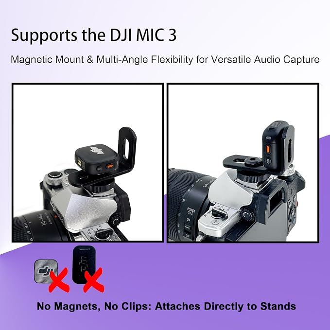 Cold Shoe Camera Mount Adapter for DJI Mic 3 Mini 2 1 Rode Go II Micro Hollyland Lark Synco Insta360 X5 Air Mic Wireless Lavalier Magnetic Microphone Transmitter Receiver Clip Clamp Accessories - Image 5