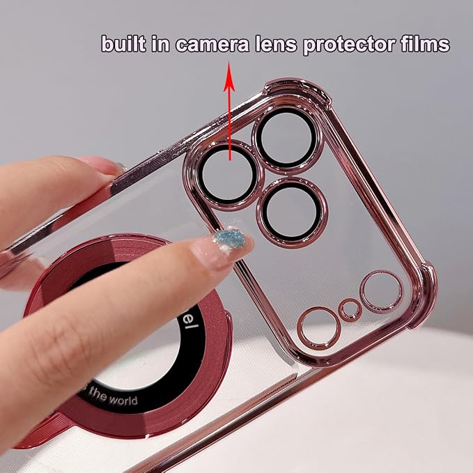 for iPhone 17 Pro Clear Case with Magnetic Ring Stand, [Compatible with MagSafe] Shockproof Kickstand Plating Soft Case with Camera Lens Protector Girls Woman Cover for 17 Pro 6.3", Silver - Image 5