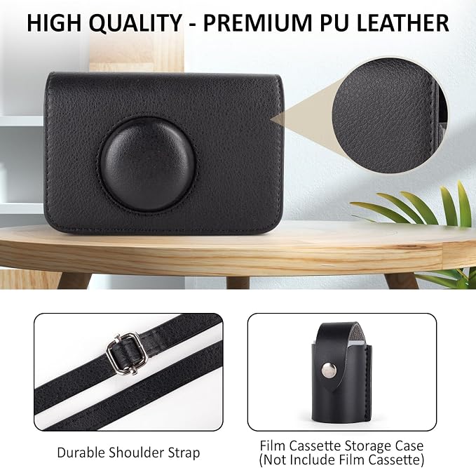 Protective Case Compatible for Kodak Ektar H35/H35N/Ultra F9/VIBE 501F Film Camera, PU Leather Carrying Bag and Film Storage Case for Kodak H35/H35N/Ultra F9/VIBE 501F Film Camera - Black - Image 3
