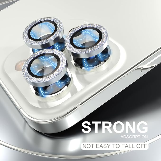 Choiche for iPhone 14 Pro/iPhone 14 Pro Max Camera Lens Protector | Ultra HD, Bling 9H Tempered Glass Camera Cover Screen Protector Metal Ring Decoration Accessories (Glitter-Silver) - Image 6