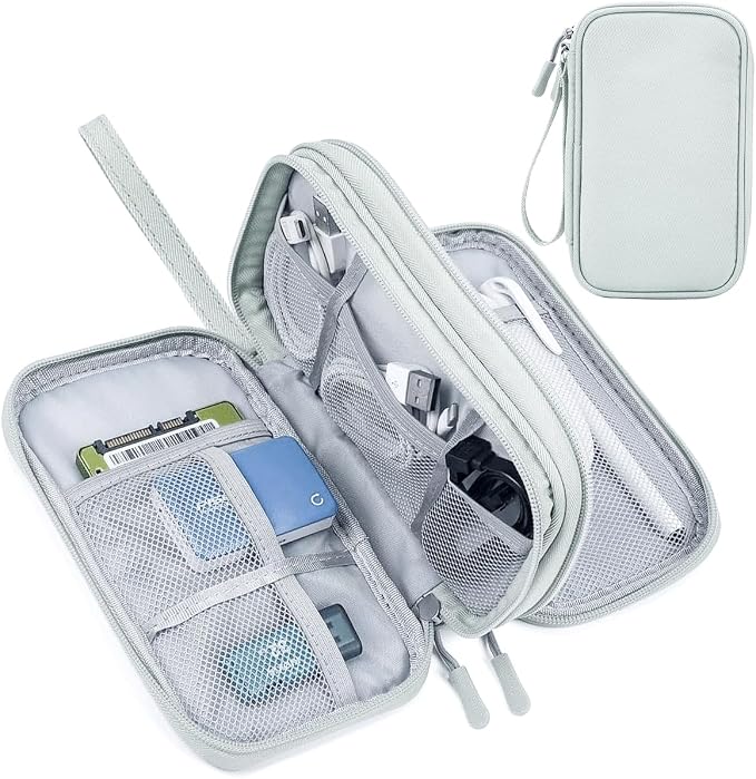 Electronic Organizer Travel Cable Accessories Bag,Electronic Organizer Case,Electronic Accessories Organizer Bag for Power Bank, Charging Cords, Chargers, Mouse, USB Cable, Earphones (Mint Green) by Unknown