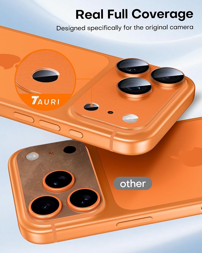 TAURI 2 Pack for iPhone 17 Pro Max Camera Lens Protector, Cosmic Orange | Full Coverage Military-Grade Shatterproof, Upgrade AR Anti-Reflection Ultra Clear Transmission & Case Friendly - Image 6