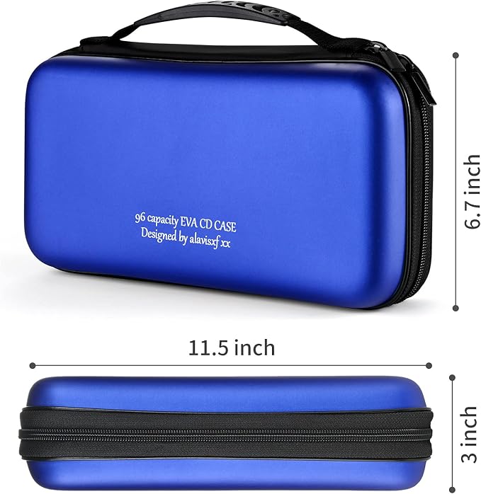 alavisxf xx CD Case, 96 Capacity Protective Zipper Disc Wallet for Car | EVA Shock-resistant, Double Zipper Closure, Portable Handle, DVD Storage Organizer, Anti-Slip Sleeves, for Home Office Travel - Image 4