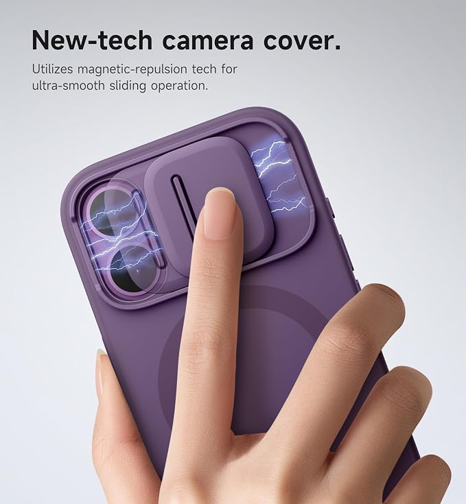 SURITCH for iPhone 17 Case with Camera Control Cover, Camera Slide Cover and Adjustable Kickstand, Compatible with MagSafe, Shockproof Bumper Protective Cases 6.3 Inch, Dark Purple - Image 4