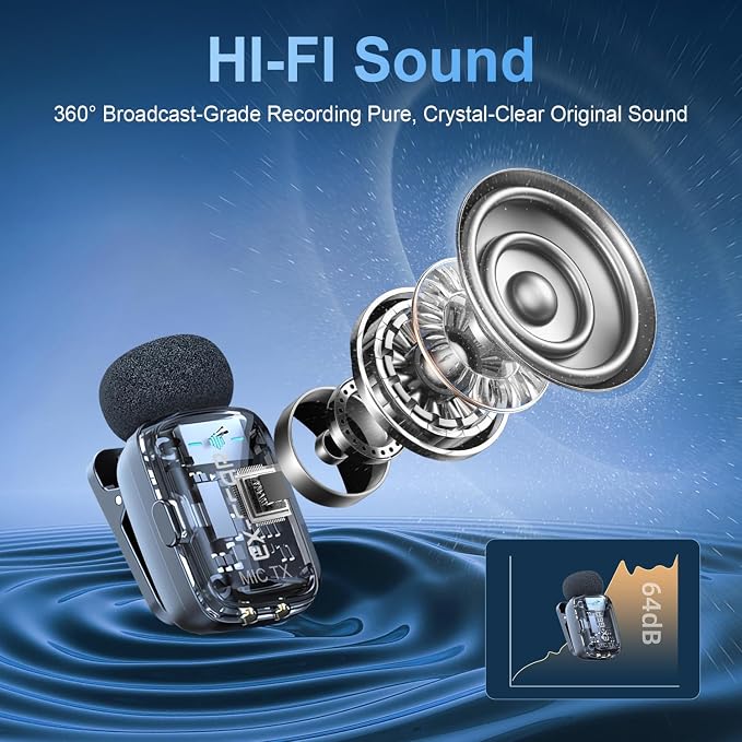 Wireless Lavalier Microphone 3-Level Noise Cancellation for iPhone | Ultralight(5g), Clear Voice, 50M Range, Plug-Play Mini Lav Mic for Android PC, TikTok, YouTube, Video Recording, Black - Image 3