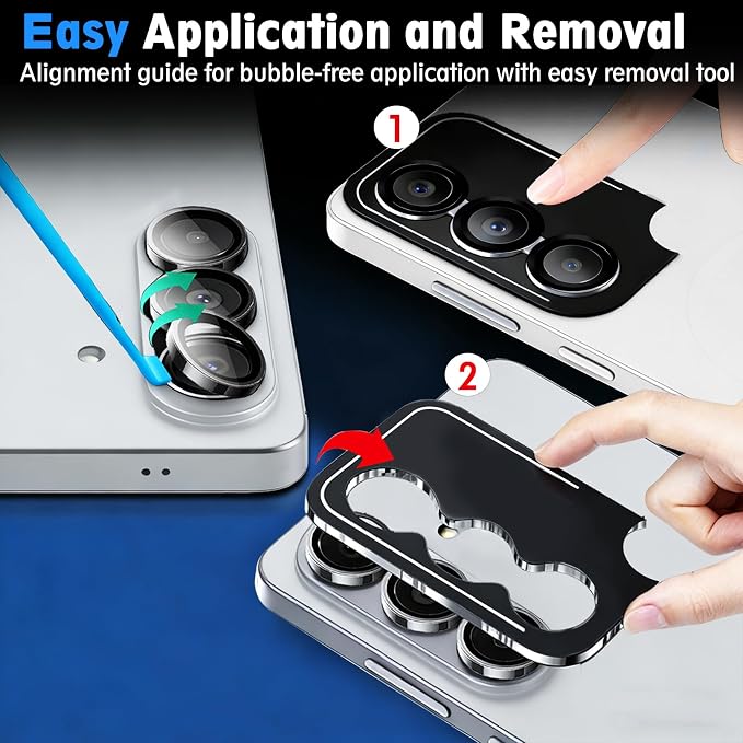 SiHPuoy 2Set Camera Lens Protector for Samsung Galaxy S26/S26 Plus, Gray | 9H+ Tempered Glass, Military Grade Shatterproof,Anti-Scratch, Case Friendly,HD Metal Camera Cover,Does not Affect Night Shots - Image 3