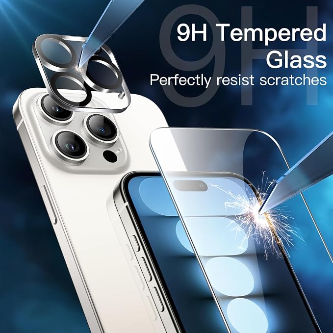 JETech Screen Protector for iPhone 15 Pro, 2+2 Pack | with Camera Lens Protector, HD Clear Tempered Glass, Anti-Scratch Protection, Easy Installation Tool - Image 4