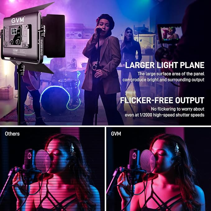 GVM RGB LED Video Light with Lighting Kits, 680RS 50W Led Panel Light with Bluetooth Control, 2 Packs Photography Lighting for YouTube Studio, Video Shooting, Gaming, Streaming, Conference - Image 5