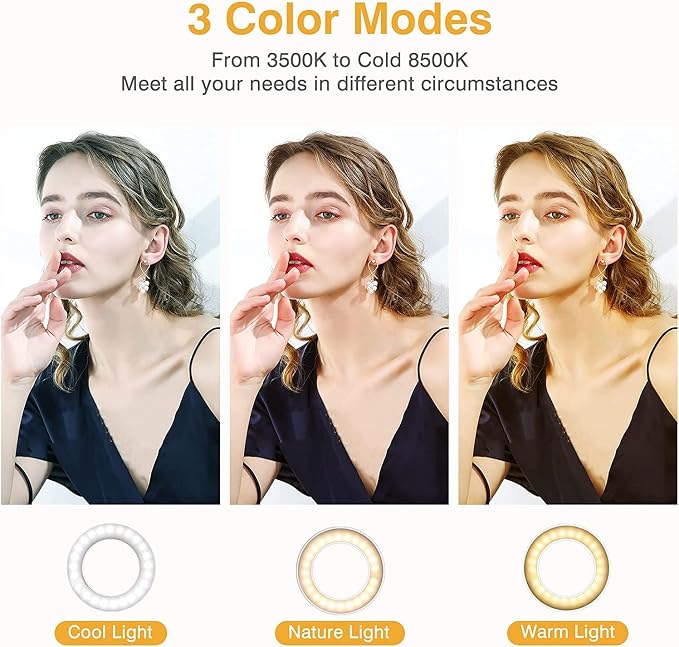 Clip on Ring Light, Kimwood Rechargeable 60 LED Selfie Ring Light for Phone, Laptop, Tablet (3 Models, 5 Level Brightness) - Image 3