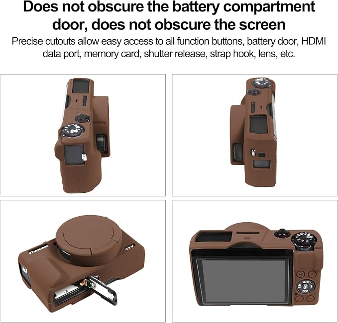 Easy Hood Camera Case Cover for Canon Powershot G7X Mark III Camera(Brown) | With Removable Lens Cover,Soft Silicone Protective Case,Anti-Scratch,Slim Fit,Enhanced Grip,Lightweight Camera Accessories - Image 3