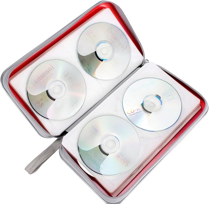 Siveit CD DVD Cases 96 Capacity Disc Storage Binder for Car(Red) | Hard Plastic CD DVD Disc Cases Storage Binder Wallet for Car Home Office Travel - Image 5
