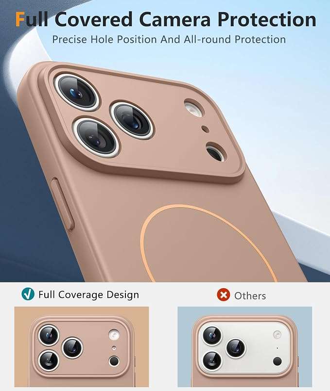 FNTCASE for iPhone 17 Pro Max Case, Fit for Magsafe, Screen Protector | Full Camera Protection, Integrated Silicone, 14FT Military Grade Drop Proof, Shockproof Protective Phone Cover, Full Gold - Image 4