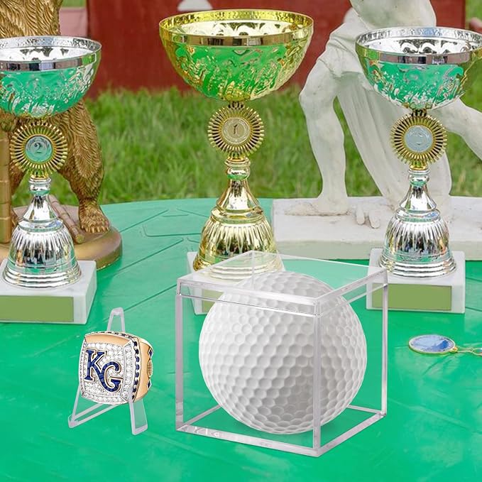 Championship Ring Display Case, Clear Acrylic Memorabilia Stand Cube Holder Dust Protection Transparent Storage Box for Sports Baseball Basketball Fan Souvenir Protection Supplies (2.1 x 2.1 x 2.1) - Image 7