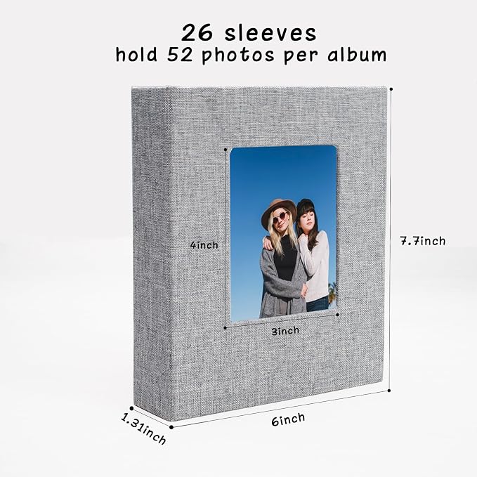 Small Photo Album 5x7, Pack of 2 Linen Picture Book, Each Mini 26-Page Album Holds 52 Photos, Art Presentation Folder for Postcards & Picture Storage - Image 5