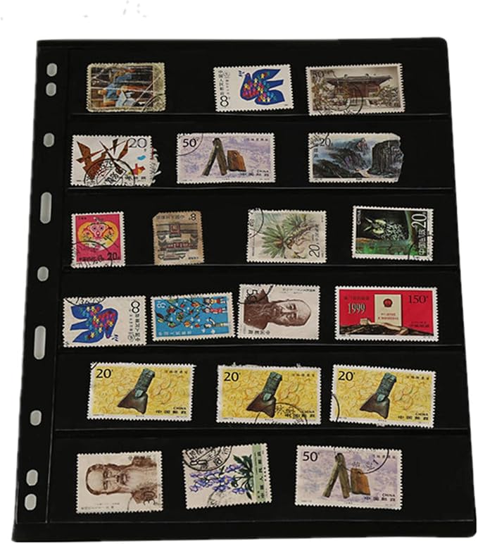 MUDOR Stamp Pages for Stamp Collection Album Binder Book, 10 Sheet 6 Rows | Stamp Sleeves 6 Pocket for Collectors ,Stamp Collecting Sheets Supplies - Image 5