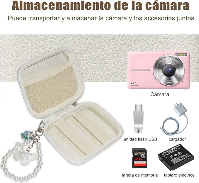 STARGAZ Digital Camera Case,suitable for camera case small such as CAMKORY/KODAK PIXPRO FZ45/FZ55/Canon PowerShot ELPH/HS,Leica,etc.Compact digital camera bag, can also store such as SD cards(White) - Image 2