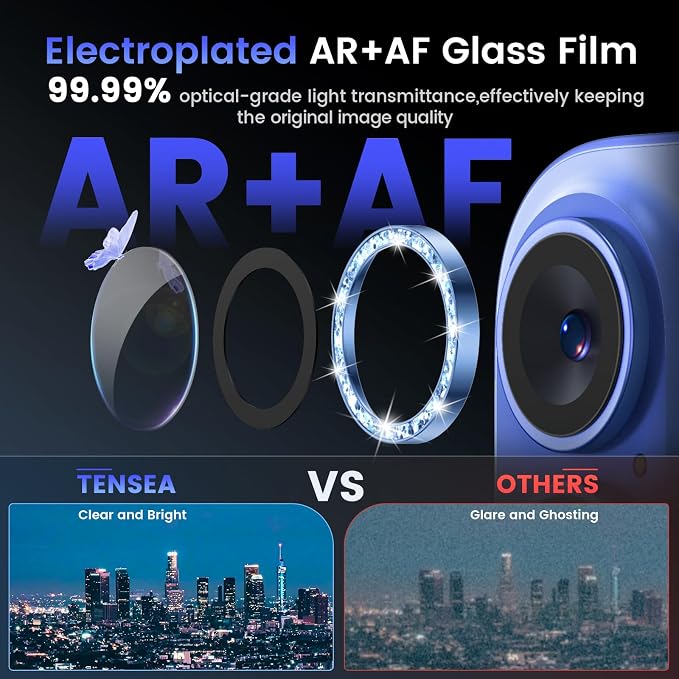 Tensea for iPhone 16/16 Plus Camera Lens Protector Bling, Camera Cover | 9H Tempered Glass Camera Screen Protector, Metal Individual Ring for iPhone16 6.1inch/ 16Plus 6.7inch, HD Clear, Easy Install - Image 3