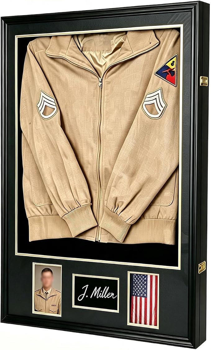 Military Police Uniform Display Case-Velvet Backplate-Cardstock | Lockable Wall Mount Cabinet with UV Protection, wall Mount,Tempered glass，Also Can hold photos and certificates by Sboitflmm