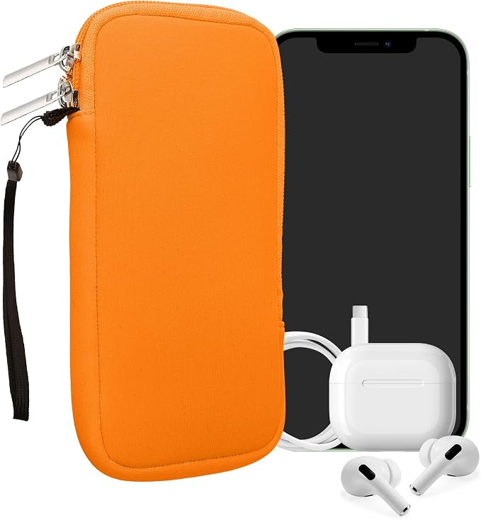 kwmobile Universal Phone Pouch Size XXL - 7" - Neoprene Smartphone Pouch with Zip - Water-Repellent Mobile Phone Case - Sleeve in Neon Orange by kwmobile