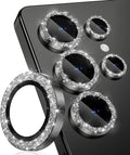 CloudValley for Samsung Galaxy S25 Ultra Camera Lens Protector Bling | 9H Tempered Glass + Aluminum Alloy Lens Protective [Glitter Decoration] Ultra-HD Tempered Glass Cover,Glitter Titanium Black by CloudValley