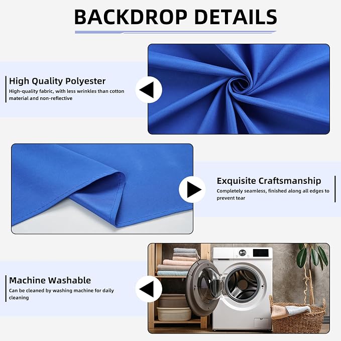 Royal Blue Photo Backdrop for Photography Background, 5x10FT | Multipurpose Screen for Portrait Studio Video Recording Party Non-Reflective Easy Setup High Density - Image 2