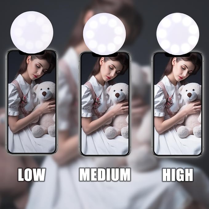 Ring Light of Pocket-Size: Rechargeable Small Ring Light for Phone, Laptop & Makeup - Perfect for Small & Adults, Portable Selfie Light (White) - Image 4