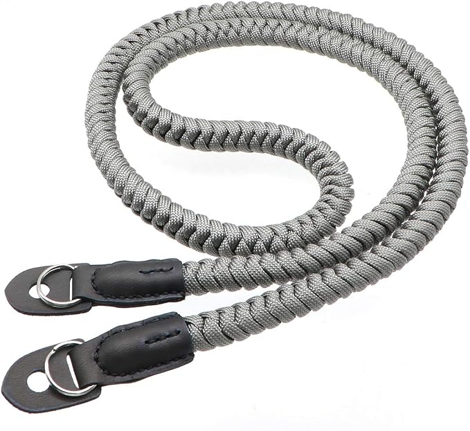 Paracord Woven Camera Neck Shoulder Strap Belt Hand Compatible with Canon Nikon Sony Olympus Pentax Fujifilm Panasonic SLR DSLR Digital Mirrorless Cameras 36inch Grey - Image 3