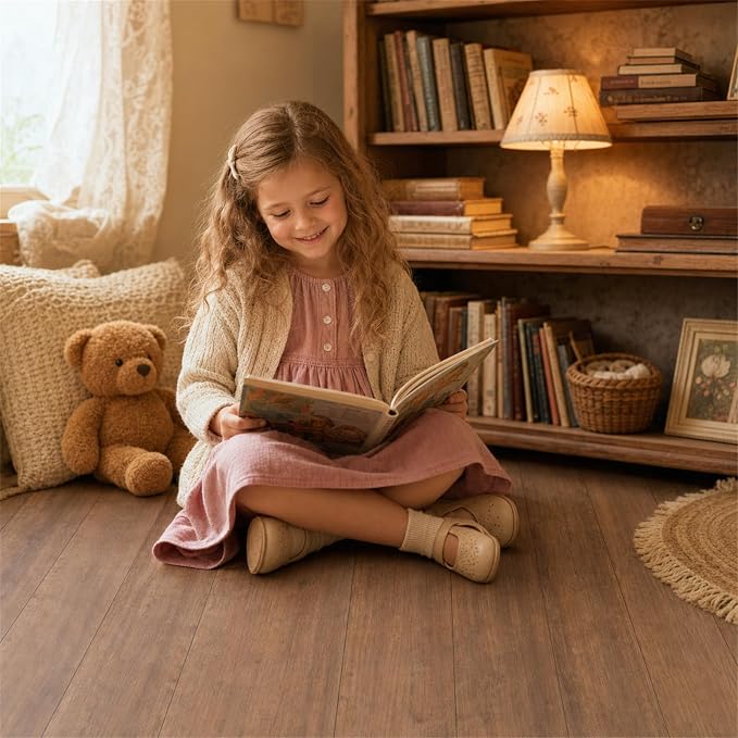 Kate Brown Wood Plank Photography Floor Mat Rubber Photo Studio Backdrop | Warm Natural Timber Texture Non-Slip Floor Drop For Rustic Newborn, Kids, Portrait, Food, Crafts, Product Photography 8x5ft - Image 2