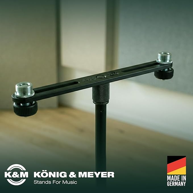K&M König & Meyer 23550.500.55 Microphone Bar | Adjustable Positioning for Two Mics or Booms | 5/8“ Thread Stand Connector | Professional Choice Made in Germany Black - Image 5