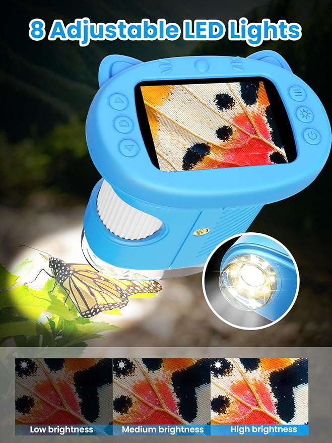 Microscope for Kids, 2.4 Inch Digital Microscope with 1000X Magnification, Handheld Camera Mini Pocket Magnifying Glass, Educational Birthday Gifts Toys for Ages 3+, Blue - Image 5
