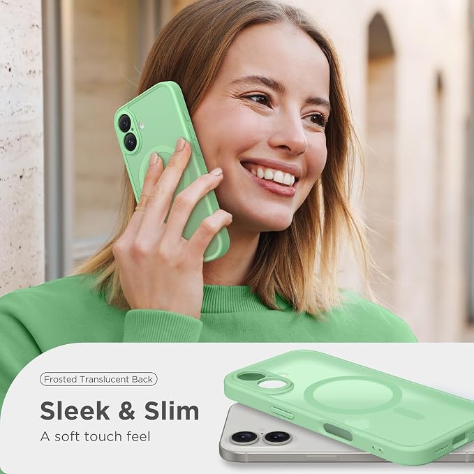 CAPRARO for iPhone 16 Case, Compatible with MagSafe | Upgraded [Full Camera Protection] Protective Translucent Matte Women Girl Magnetic Phone Case Cover, Bamboo Green - Image 7