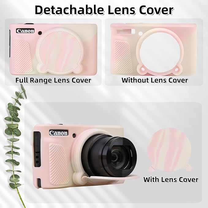 Camera Case for Canon PowerShot SX740/ SX730 Digital Camera, SX740 HS Case | Soft Silicone Protective Case Removable Lens Cover, Comes with 2 Screen Protectors and 1 Wrist Strap. (Mist Pink) - Image 4