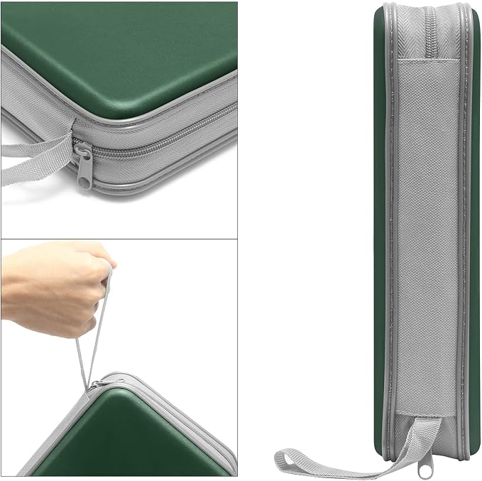 Siveit CD DVD Cases 96 Capacity Disc Storage Binder for Car(Dark Green) | Hard Plastic CD DVD Disc Cases Storage Binder Wallet for Car Home Office Travel - Image 3